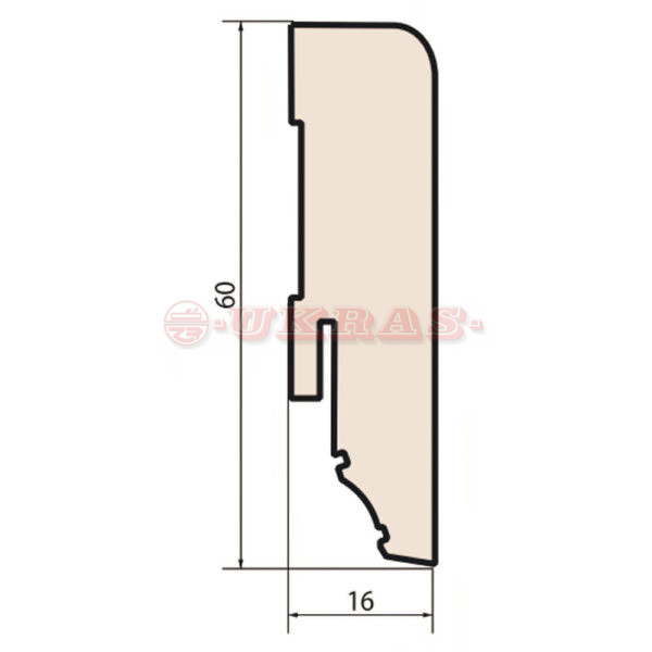 FR 60x16 MDF bela folija - Image 2